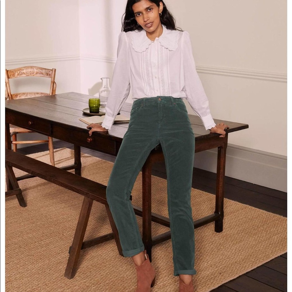 Boden Forest Green Straight-Leg Corduroy Pants
